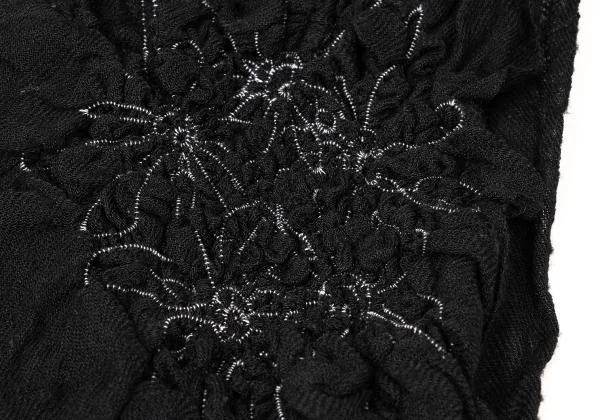 Yohji Yamamoto NOIR Wool Silk Shirring Stitch Fringe Stole K-146043_007