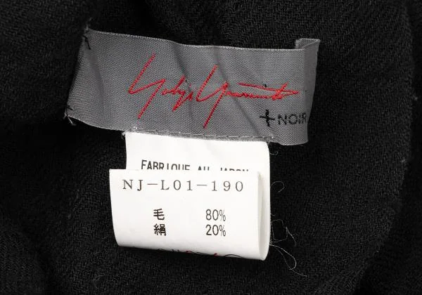Yohji Yamamoto NOIR Wool Silk Shirring Stitch Fringe Stole K-146043_010