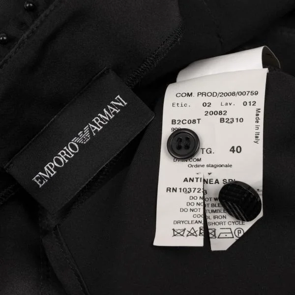 エンポリオアルマーニEMPORIO ARMANI シルクレースカラーストレッチブラウス 黒40 K-146054_019
