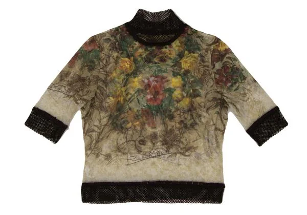 ジャンポールゴルチエ ファムJean Paul GAULTIER FEMME フラワープリントメッシュ切替パワーネットカットソー マルチ40 K-146087_002