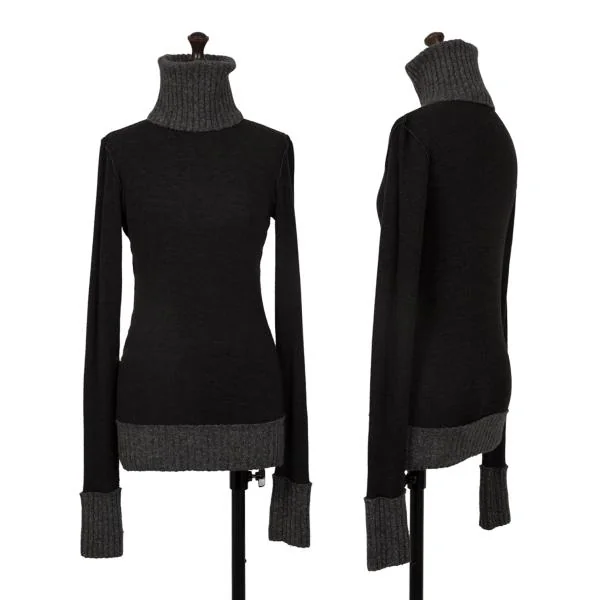DOLCE&GABBANA Rib Switching Turtle Neck T Shirt Black 40 K-146101_001