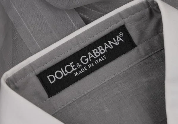 ドルチェ&ガッバーナDOLCE&GABBANA シースルークレリックシャツ  グレー白S位 K-146102_015