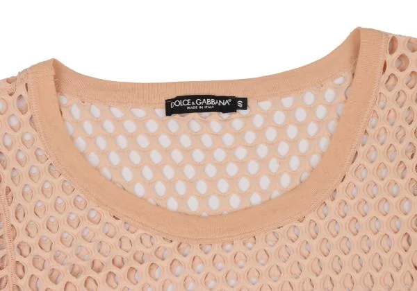 ドルチェ&ガッバーナDOLCE&GABBANA カッティングメッシュカットソー ピンクベージュ40 K-146105_004