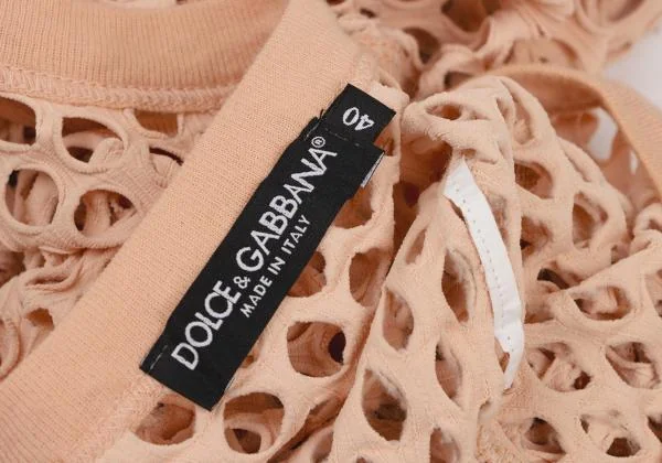 ドルチェ&ガッバーナDOLCE&GABBANA カッティングメッシュカットソー ピンクベージュ40 K-146105_013