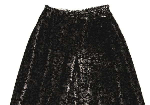 ジョルジオ アルマーニGIORGIO ARMANI アラベスクプリントベロアワイドイージーパンツ 黒グレーM位 K-146117_002