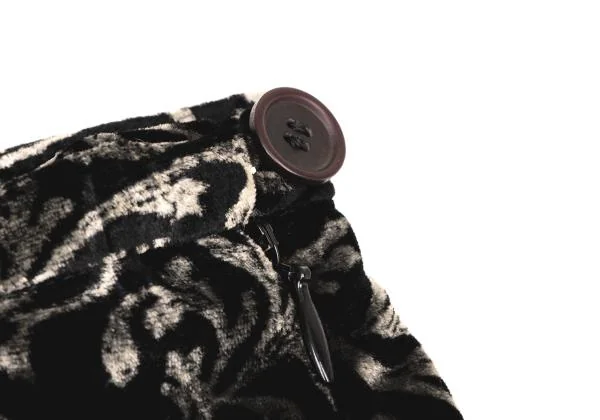 ジョルジオ アルマーニGIORGIO ARMANI アラベスクプリントベロアワイドイージーパンツ 黒グレーM位 K-146117_004