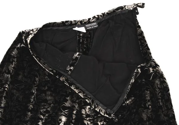ジョルジオ アルマーニGIORGIO ARMANI アラベスクプリントベロアワイドイージーパンツ 黒グレーM位 K-146117_005