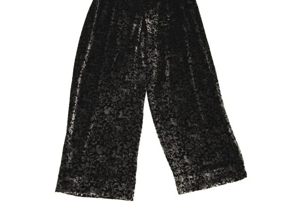 ジョルジオ アルマーニGIORGIO ARMANI アラベスクプリントベロアワイドイージーパンツ 黒グレーM位 K-146117_006