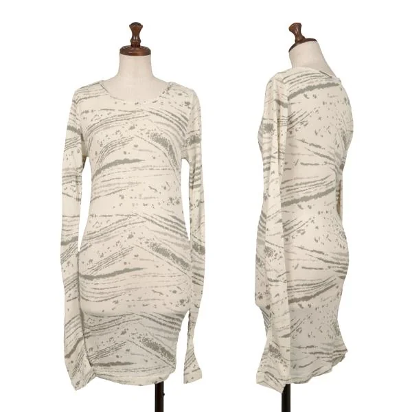 ISSEY MIYAKE Patterned Print Knit Top Beige M K-146122_001