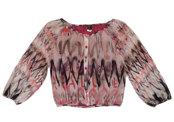 Jean Paul GAULTIER SOLEIL Graphic Printed Gather Mesh Blouse K-146131_002
