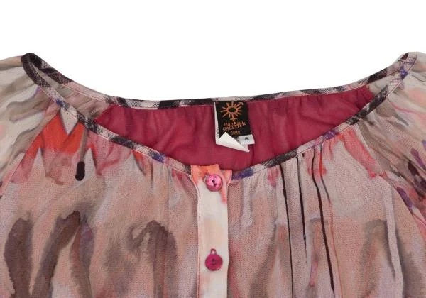Jean Paul GAULTIER SOLEIL Graphic Printed Gather Mesh Blouse K-146131_004