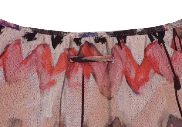 Jean Paul GAULTIER SOLEIL Graphic Printed Gather Mesh Blouse K-146131_014