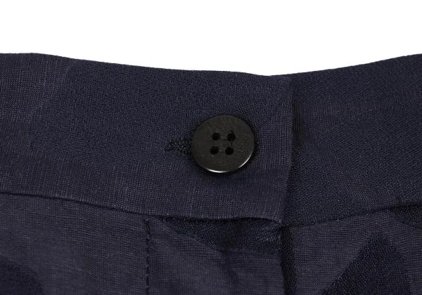 ジョルジオ アルマーニGIORGIO ARMANI レーヨンリネンフローラルジャガードツータックパンツ 紺42 K-146136_005