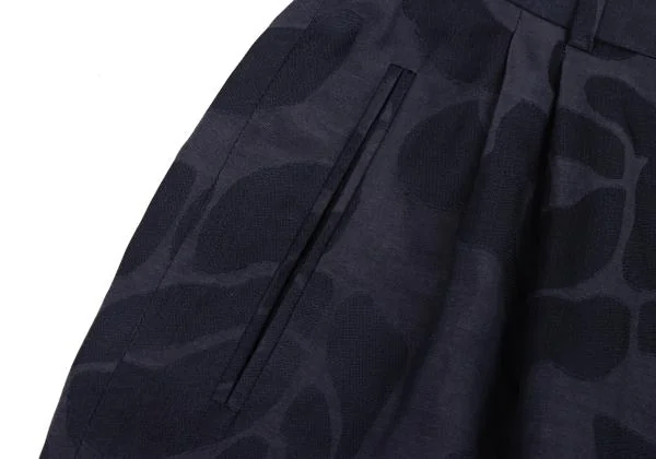 ジョルジオ アルマーニGIORGIO ARMANI レーヨンリネンフローラルジャガードツータックパンツ 紺42 K-146136_006
