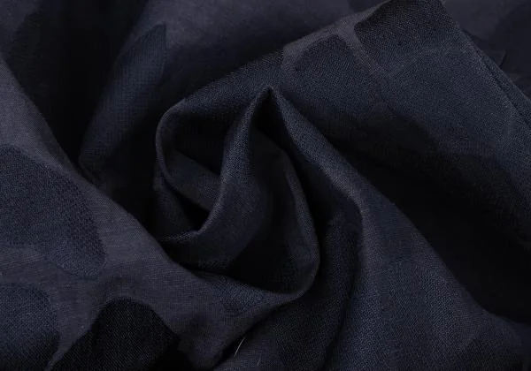ジョルジオ アルマーニGIORGIO ARMANI レーヨンリネンフローラルジャガードツータックパンツ 紺42 K-146136_014
