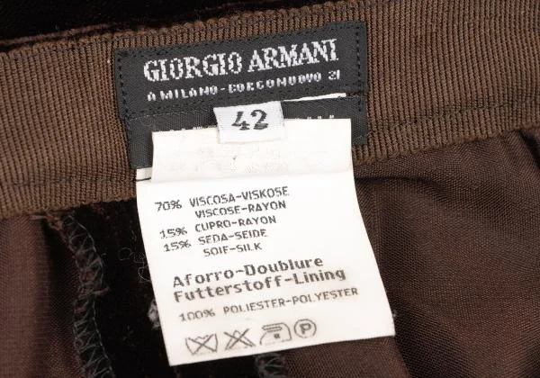 ジョルジオ アルマーニGIORGIO ARMANI レーヨンベルベットパンツ 茶42 K-146137_010