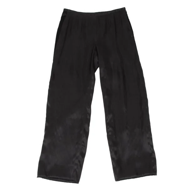 ジョルジオ アルマーニGIORGIO ARMANI ナイロン混シルク光沢パンツ 黒38 K-146138_001
