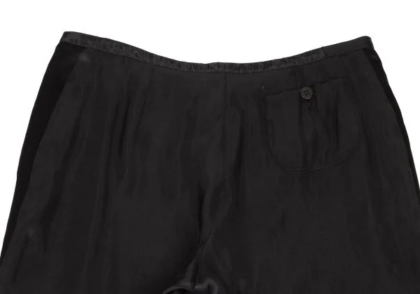 ジョルジオ アルマーニGIORGIO ARMANI ナイロン混シルク光沢パンツ 黒38 K-146138_009