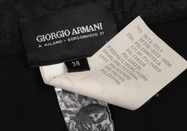 ジョルジオ アルマーニGIORGIO ARMANI ナイロン混シルク光沢パンツ 黒38 K-146138_012