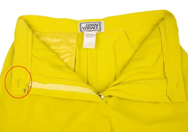 ジャンニヴェルサーチGIANNI VERSACE バックフラップポケットデザインストレッチパンツ 黄緑42 K-146146_004
