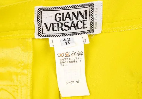 ジャンニヴェルサーチGIANNI VERSACE バックフラップポケットデザインストレッチパンツ 黄緑42 K-146146_020