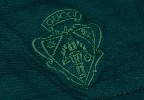 グッチGUCCI コットンポケットロゴ刺繍ポロシャツ 緑紺S K-146152_009