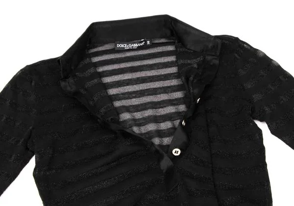 ドルチェ&ガッバーナDOLCE&GABBANA シースルーグリッターボーダーシャツ 黒38 K-146155_006