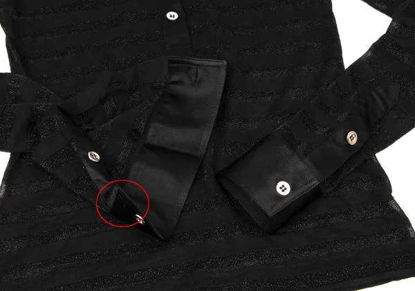 ドルチェ&ガッバーナDOLCE&GABBANA シースルーグリッターボーダーシャツ 黒38 K-146155_009