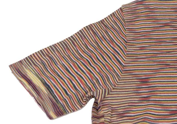 ✨極美品✨ミッソーニ MISSONIポロシャツ 半袖 ボーダー マルチカラー L ✨美品✨ ミッソーニ ボーダー ニット 半袖 Tシャツ マルチ