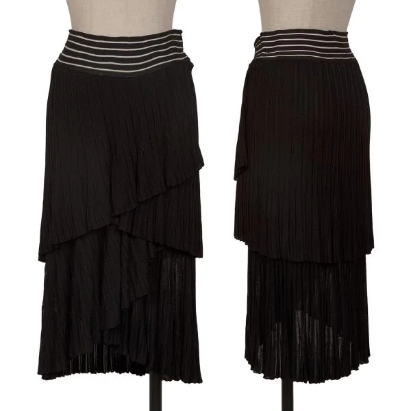 EMPORIO ARMANI Layered Design Knit Skirt Black S-M K-146200_001
