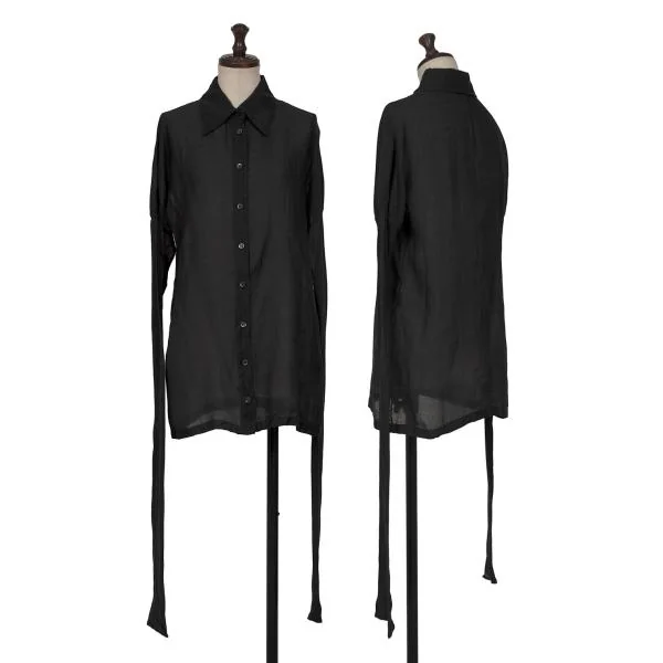 GUCCI Super Long Sleeve Sheer Shirt Black 42 K-146213_001