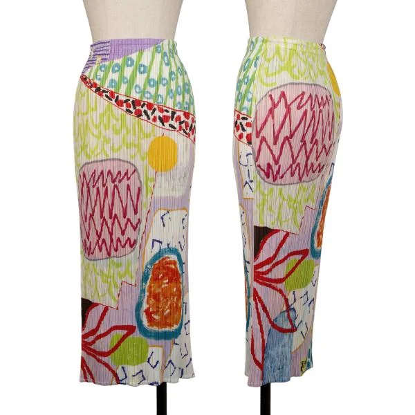PLEATS PLEASE Graphic Printed Skirt Multi-Color 1 K-146226_001