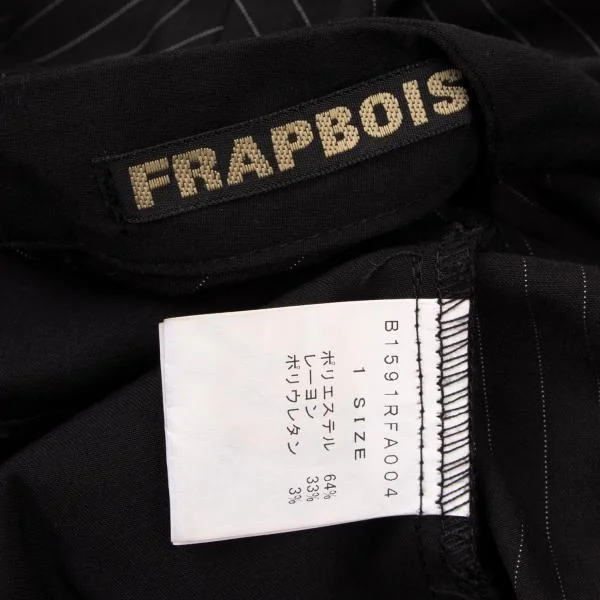 フラボアFRAPBOIS フロッキードットプリント切替ストライプワンピース 黒白1 K-146283_016
