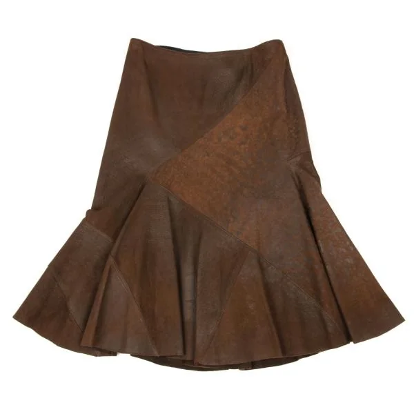 DONNA KARAN NEW YORK Switching Lamb Leather Flare Skirt K-146305_002
