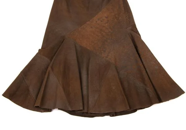 DONNA KARAN NEW YORK Switching Lamb Leather Flare Skirt K-146305_004