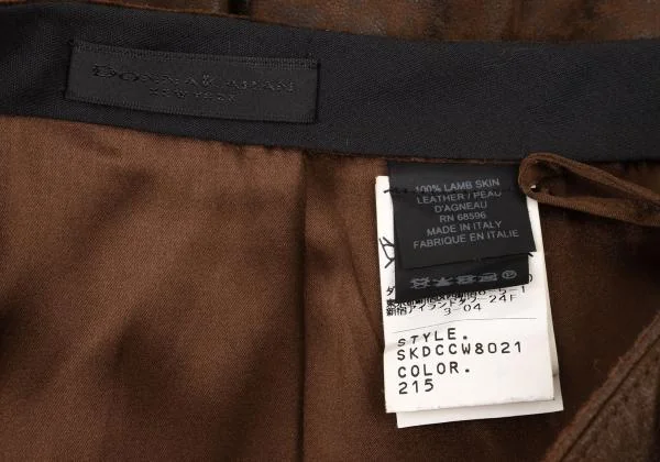 DONNA KARAN NEW YORK Switching Lamb Leather Flare Skirt K-146305_013