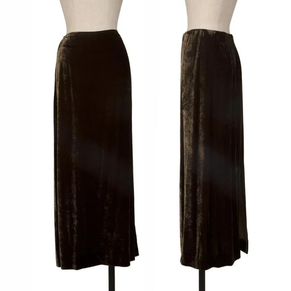 DONNA KARAN NEW YORK Rayon Velor Skirt  Khaki 2 K-146306_001