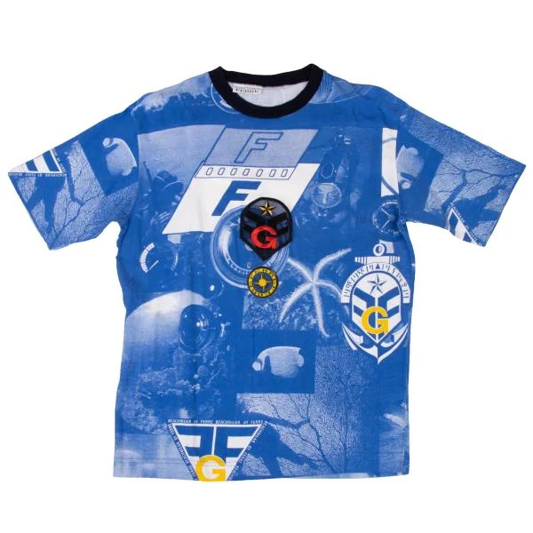 GIANFRANCO FERRE Printed Patch T Shirt Blue S-M K-146340_001