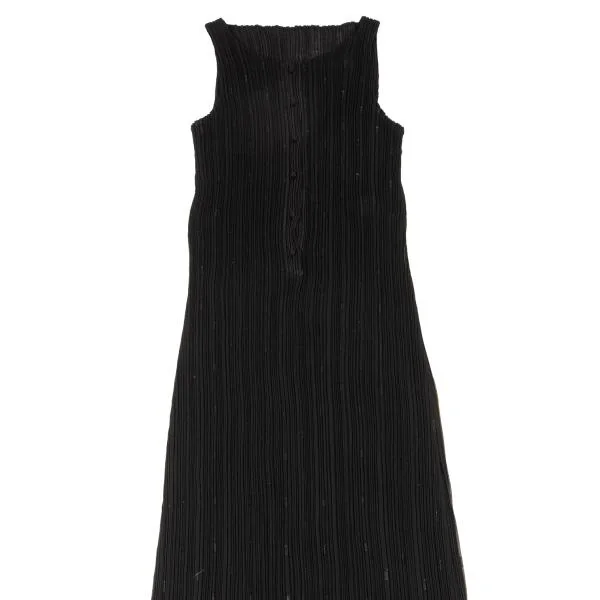 ISSEY MIYAKE Lame Decoration Pleats Sleeveless Dress K-146348_003