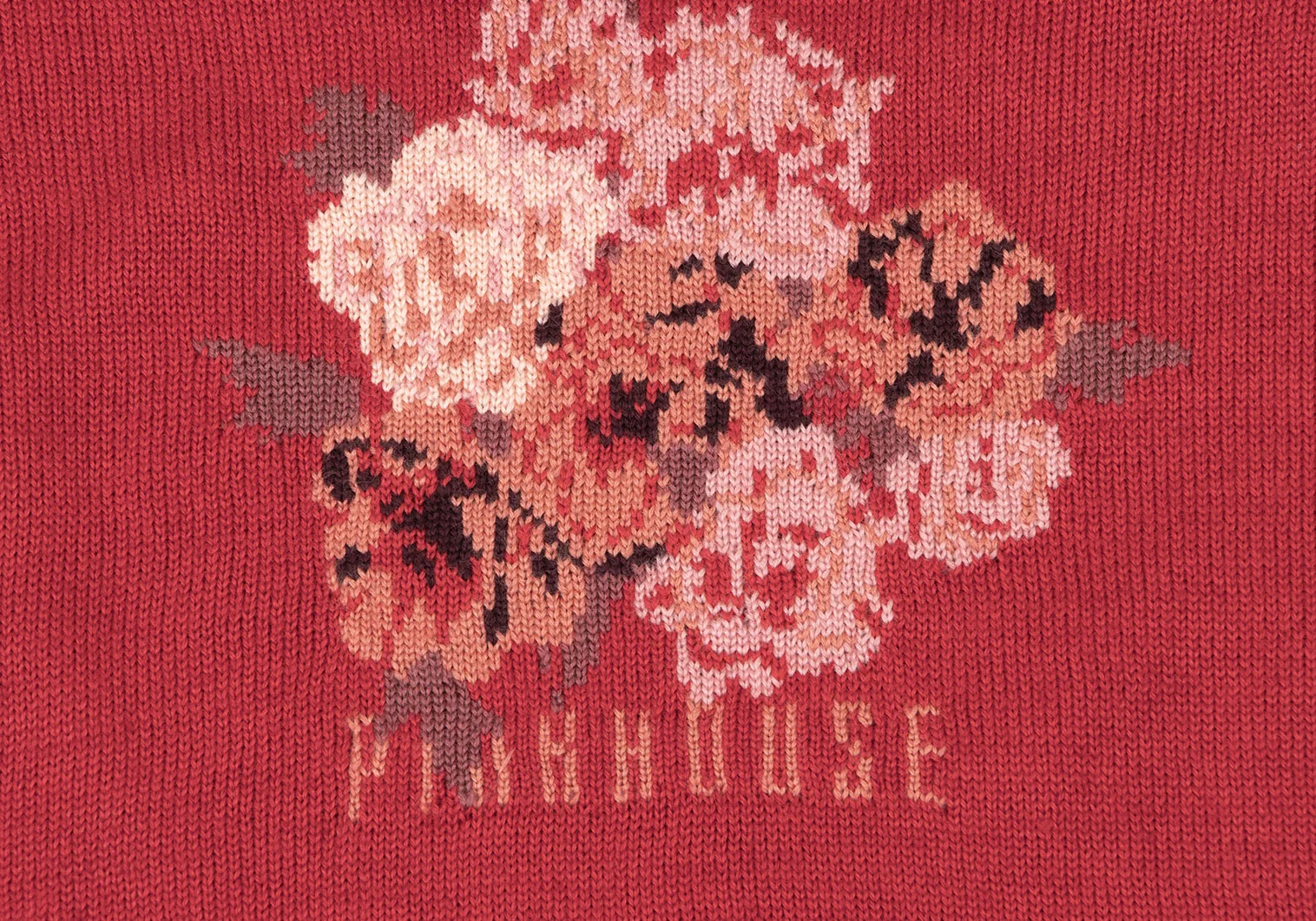 ピンクハウスPINK HOUSE フラワーコサージュレース切替ニットセーター 赤M位 【レディース】 ピンクハウスPINK HOUSE フラワーコサージュレース切替ニット