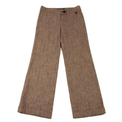 Salvatore Ferragamo Herringbone Double Straight Pants
