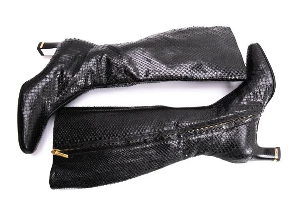 ドルチェ&ガッバーナDOLCE&GABBANA パイソンロングブーツ 黒35