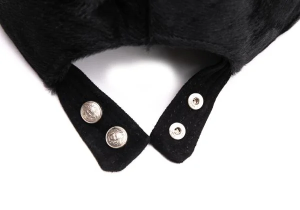ジャンニヴェルサーチGIANNI VERSACE メデューサ刺繍ハラコキャップ 黒S K-146415_008