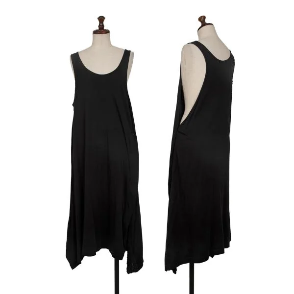 Y's Hem Lace Side Button Sleeveless Dress Black 2 K-146446_001