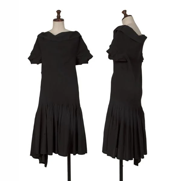 Yohji Yamamoto NOIR Switching Drape Neck Dress Black 2 K-146462_001