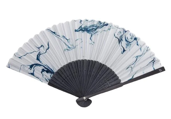 ワイズY's マーブルプリント扇子 黒グレー K-146491_002