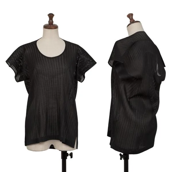 PLEATS PLEASE Mesh Flat T-shirt Black 3 K-146504_001