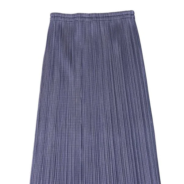 プリーツプリーズPLEATS PLEASE パピートゥースプリントスカート 青白1 K-146524_003