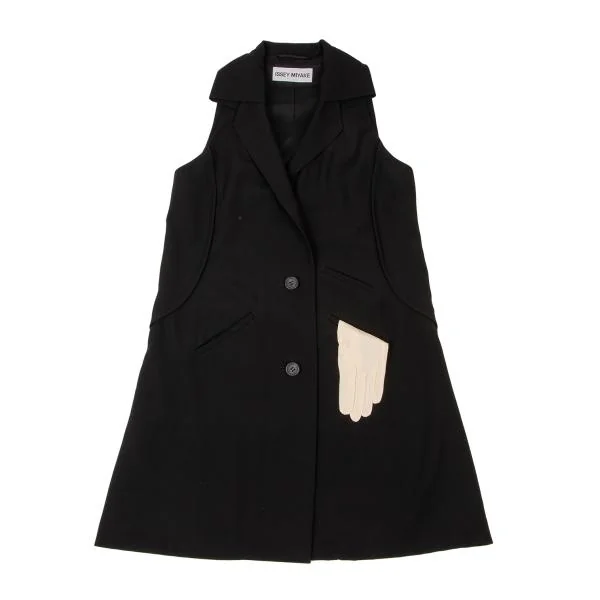 ISSEY MIYAKE Glove Pocket Design Sleeveless Long Jacket K-146558_002