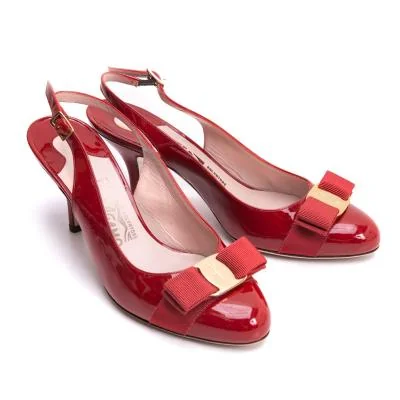 Salvatore Ferragamo Ribbon Patent Heel Pumps